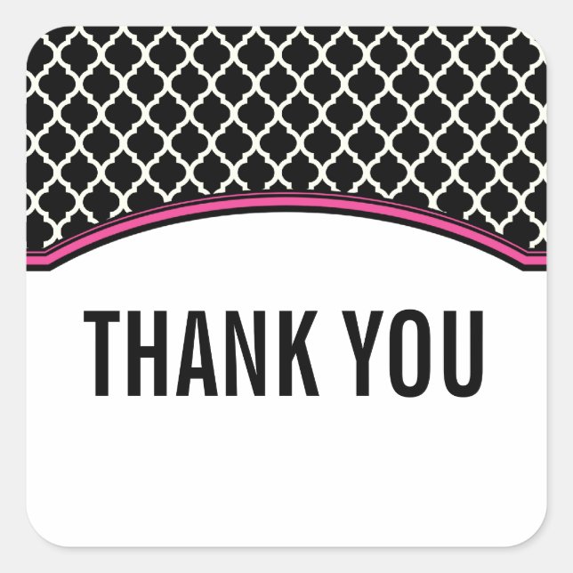 Stickers Merci Quatrefoil Rose Élégant (Devant)
