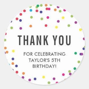 Stickers Merci Rainbow Birthday Party