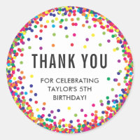 Stickers Merci Rainbow Birthday Party