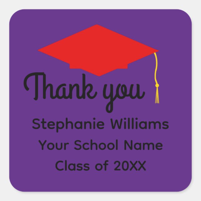 Stickers Merci Red Graduation Cap #1-2 (Devant)