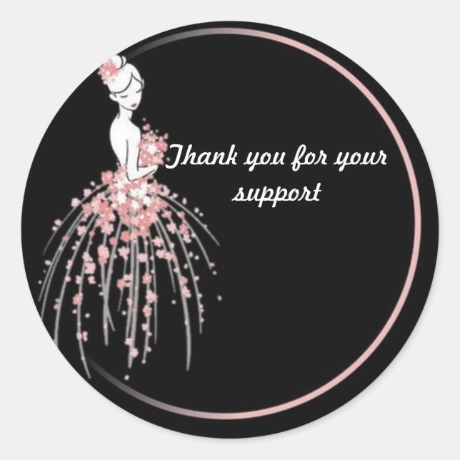 Stickers Merci - Robe Rose Florale Design (Devant)