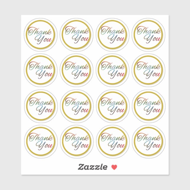 Stickers Merci rond transparent (Feuille)