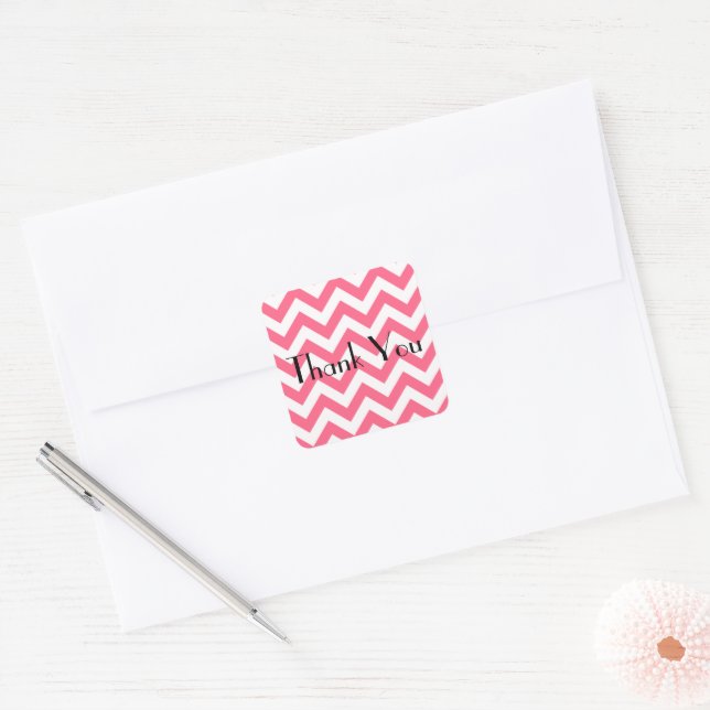 Stickers Merci rose Chevron (Enveloppe)