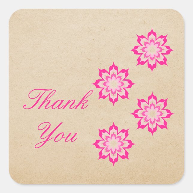 Stickers Merci rose en fleurs florales (Devant)
