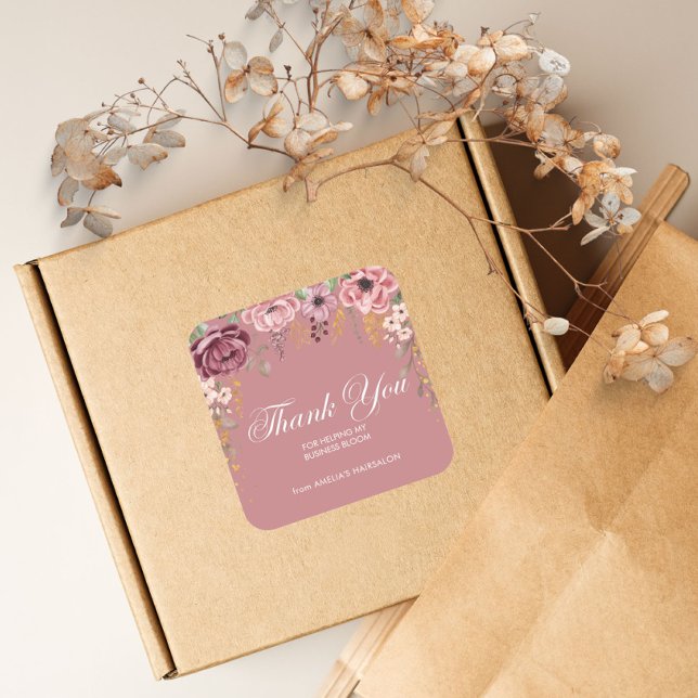 Stickers Merci rose Fleur Petite Entreprise (Créateur téléchargé)
