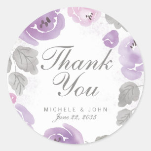 Stickers Merci Rose Lilac Watercolor