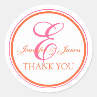Stickers Merci rose orange pour Mariages