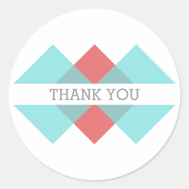 Stickers Merci rouge géométrique turquoise (Devant)