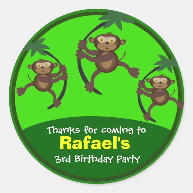 stickers Merci : Stickers d'anniversaire :: Singes (Devant)