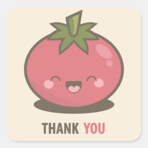Stickers Merci tomate Kawaii très heureux