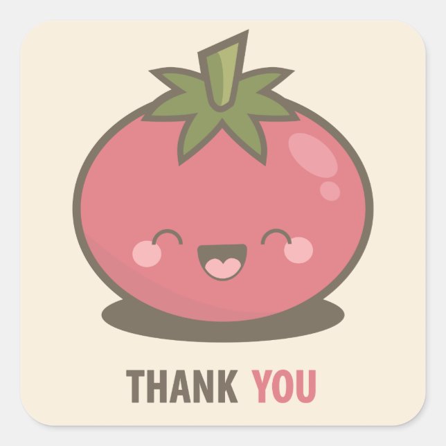 Stickers Merci tomate Kawaii très heureux (Devant)