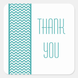 Stickers Merci turquoise Chevron Border