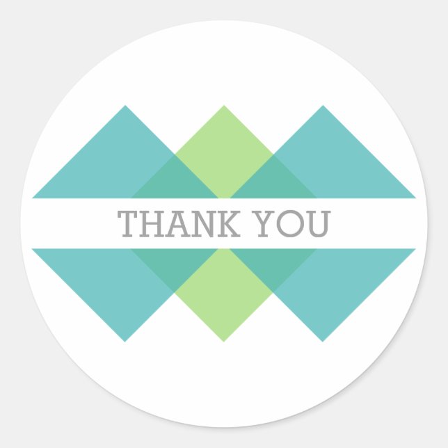 Stickers Merci turquoise vert géométrique (Devant)