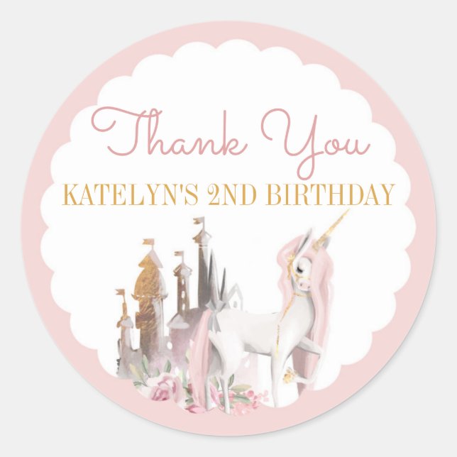 Stickers Merci Unicorn Anniversaire Baby shower (Devant)