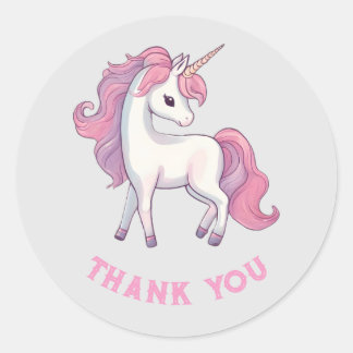 Stickers Merci Unicorne - Argent rond