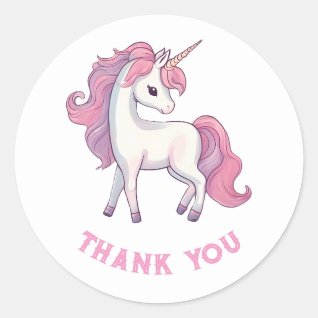 Stickers Merci Unicorne - Blanc rond (Devant)
