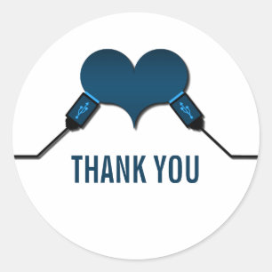 Stickers Merci USB Love Connection, Bleu