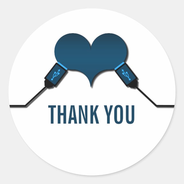 Stickers Merci USB Love Connection, Bleu (Devant)