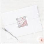 Stickers Merci Vin Peacock Rose<br><div class="desc">Scellez vos cartes de remerciement avec cet élégant mariage Pink Peacock Leaf Vine Merci sticker. Le design de l'autocollant présente un arrière - plan gris clair avec un paon rose vif orné d'un embellissement de vigne feuillu. Autre papeterie mariage, fournitures de mariage, et faveurs de fête disponibles avec cette conception...</div>