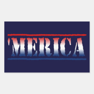 Stickers 'MERICA Rouge Blanc & Bleu (6/feuille)