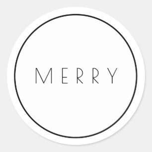 Stickers Merry Blanc Minimaliste Avec Bordure