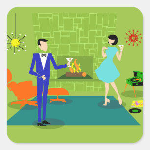 Stickers Mid Century Moderne Couple