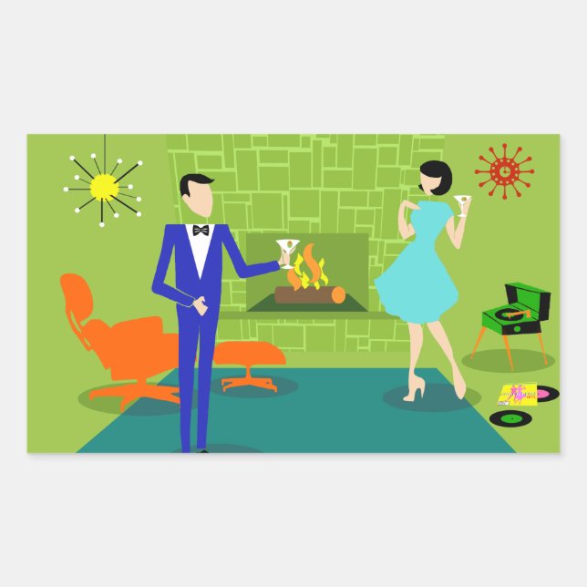 Stickers Mid Century Moderne Couple (Devant)