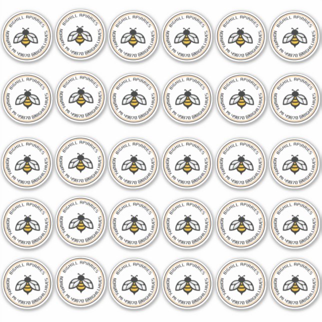 Stickers Miel Vinyle de 30 pouces Abeille Jaune (Devant)