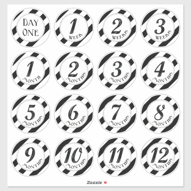 Stickers Milestone Faux Parties scintillant Baby (Feuille)