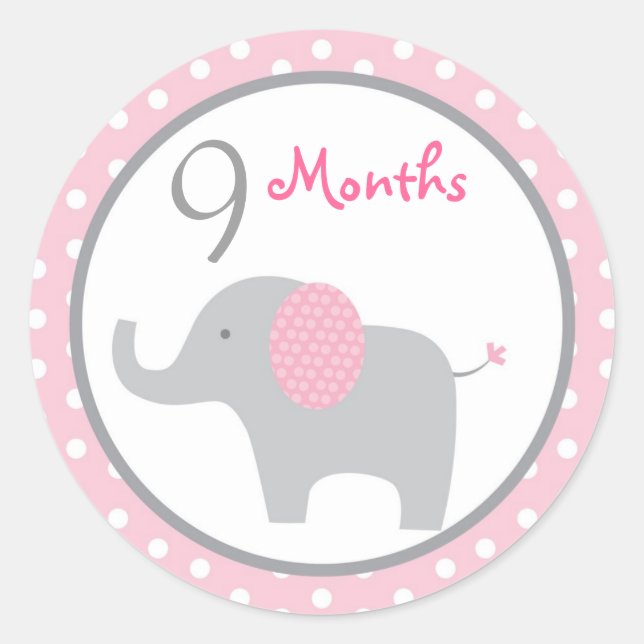 Stickers Milestone Mod Pink Elephant Girl Monthly (Devant)