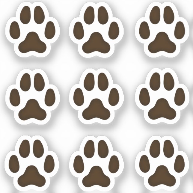Stickers Mini Chien Empreintes de pattes Brown fon (Recto)