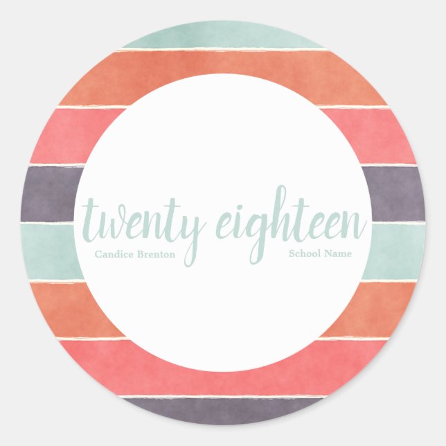 Stickers modernes Rainbow Stripes Graduate Custom (Devant)