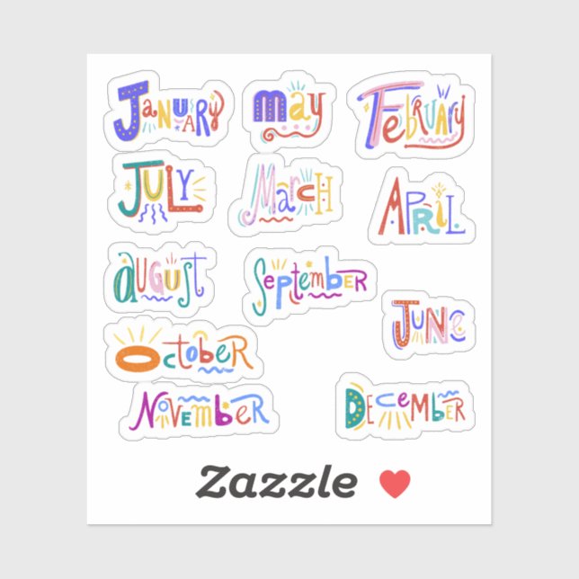 Stickers Mois de l'année (Feuille)