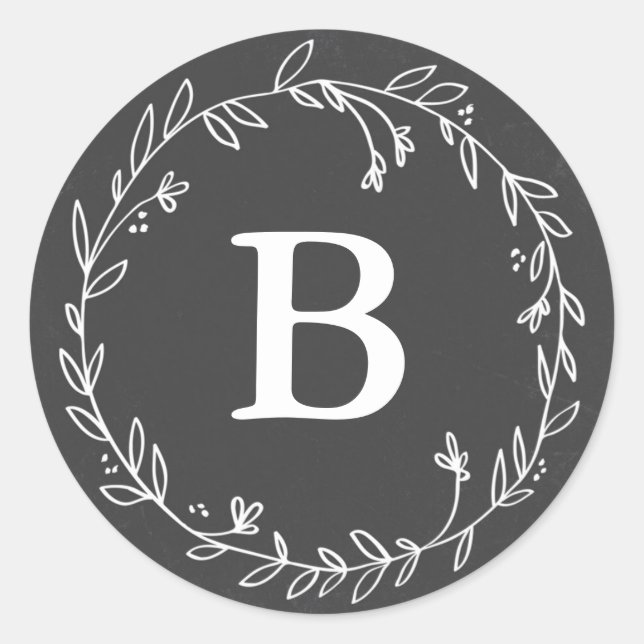 Stickers Monogram Chalkboard Wreath (Devant)