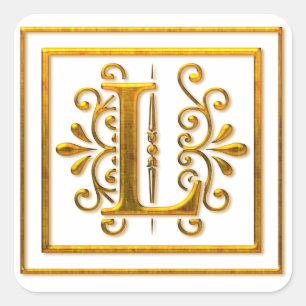 Stickers Monogram Golden L Élégant