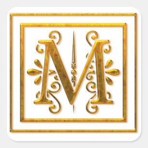 Stickers Monogram Golden M élégant