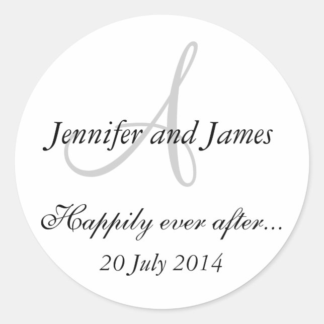 Stickers Monogramme A pour les faveurs de mariage (Devant)