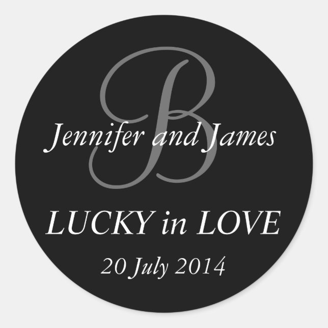 Stickers Monogramme B pour Mariage noir (Devant)