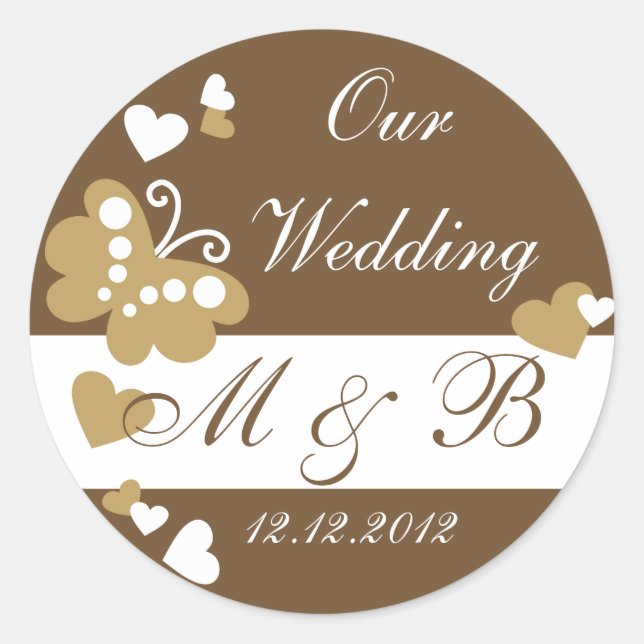 Stickers Monogramme Brown de notre Mariage (Devant)