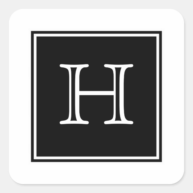 Stickers Monogramme Carré noir (Devant)