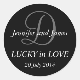 Stickers Monogramme D pour Mariage Noir