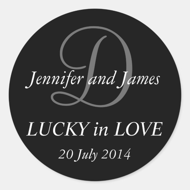 Stickers Monogramme D pour Mariage Noir (Devant)