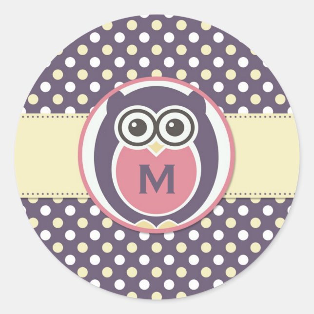 Stickers Monogramme de chou de nuit jaune violet (Devant)