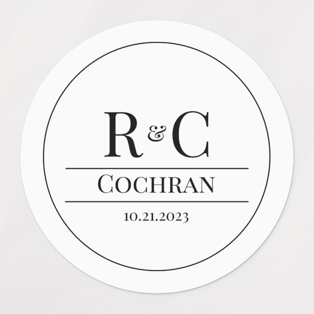 Stickers Monogramme de mariage moderne (Design 1)