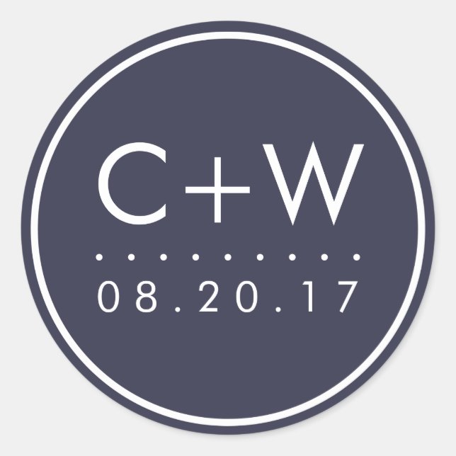 Stickers Monogramme de mariage moderne | Bleu minu (Devant)