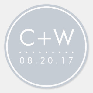 Stickers Monogramme de mariage moderne   gris clai