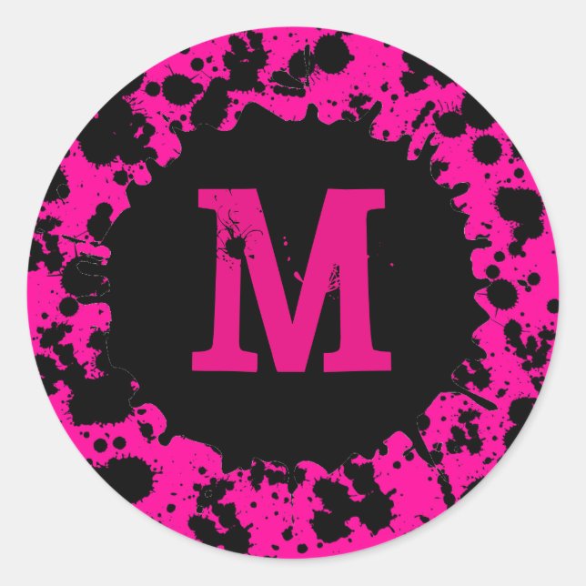 stickers monogramme de peinture rose néon (Devant)