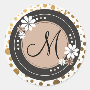 Stickers Monogramme Dots d'or : Cadre Floral