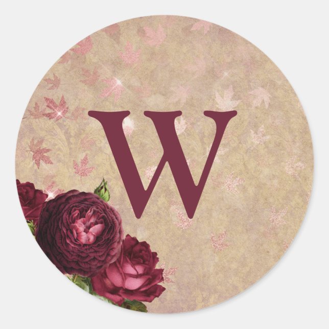 Stickers Monogramme initial Rose de Bourgogne (Devant)