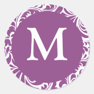 Stickers Monogramme M Plum Léger Et Mariage Blanc